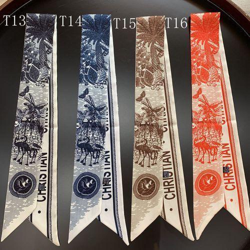 Striped Silk Scarf Female Imitation Silk Long Scarf Small Scarf Decoration Wild Tie Bag