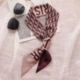 Silk-like Scarf Double Bow Women Print Ribbon Hair Bows Tie Bag Accesseries