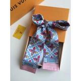 Silk-like Scarf Double Bow Women Print Ribbon Hair Bows Tie Bag Accesseries