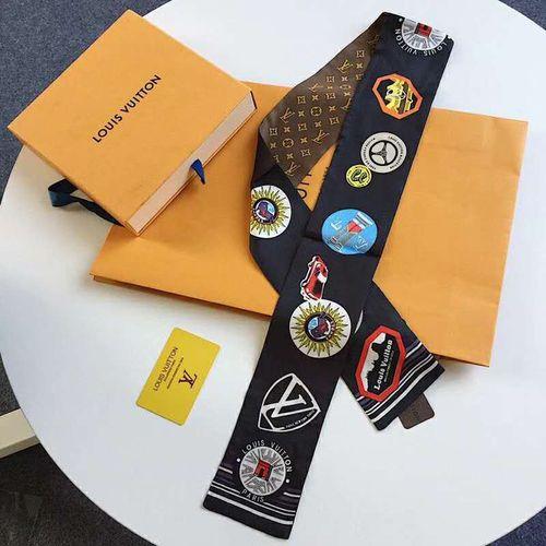 Women's Badge Printing Small Ribbon Hair Band Scarf