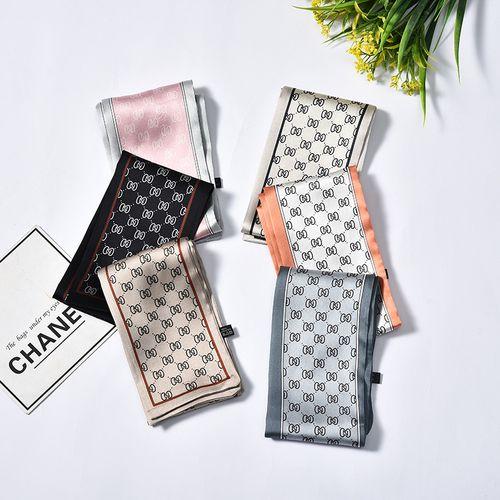 Striped Silk Scarf Female Imitation Silk Long Scarf Small Scarf Decoration Wild Tie Bag