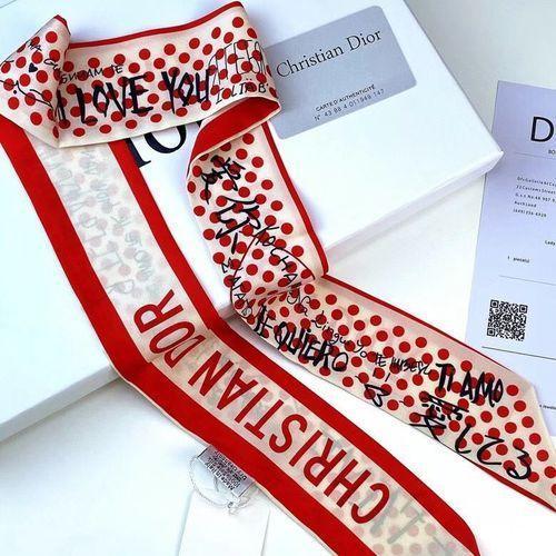 Silk-like Scarf Double Bow Women Print Ribbon Hair Bows Tie Bag Accesseries