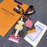 Women Silk-like Scarf Double Bow Women Print Ribbon Hair Bows Tie Bag Accesseries