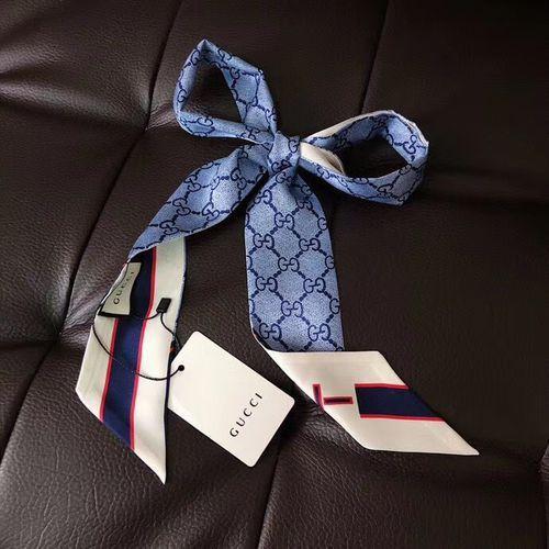 Silk-like Scarf Double Bow Women Print Ribbon Hair Bows Tie Bag Accesseries