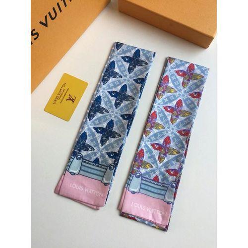 Silk-like Scarf Double Bow Women Print Ribbon Hair Bows Tie Bag Accesseries