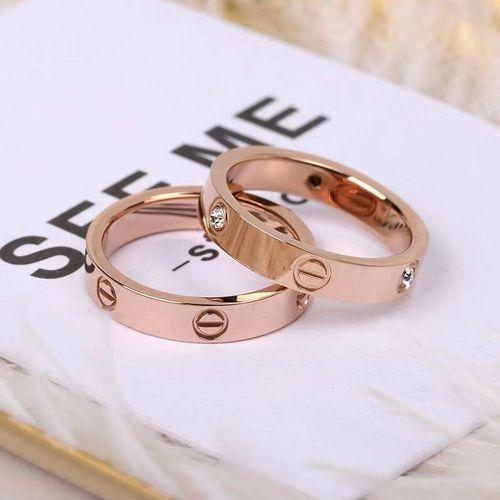 Love Ring Eternity 18k Rose Gold Ring Titanium Steel Fashion Diamond Couple Ring