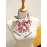 Silk-like Scarf Double Bow Women Print Ribbon Hair Bows Tie Bag Accesseries