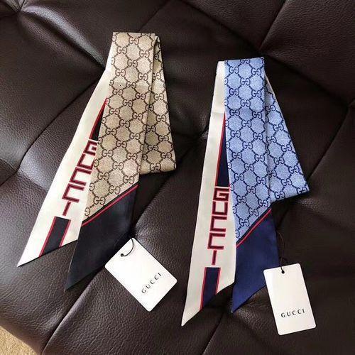 Silk-like Scarf Double Bow Women Print Ribbon Hair Bows Tie Bag Accesseries