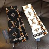 Silk-like Scarf Double Bow Women Print Ribbon Hair Bows Tie Bag Accesseries