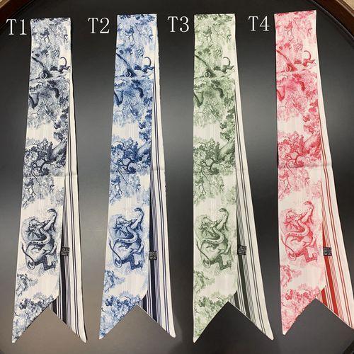 Striped Silk Scarf Female Imitation Silk Long Scarf Small Scarf Decoration Wild Tie Bag