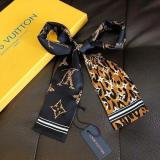 Silk-like Scarf Double Bow Women Print Ribbon Hair Bows Tie Bag Accesseries