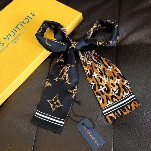 Silk-like Scarf Double Bow Women Print Ribbon Hair Bows Tie Bag Accesseries