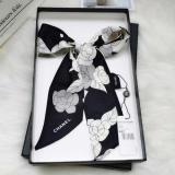 Silk-like Scarf Double Bow Women Print Ribbon Hair Bows Tie Bag Accesseries