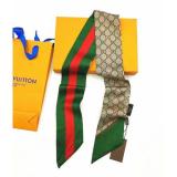 Silk-like Scarf Double Bow Women Print Ribbon Hair Bows Tie Bag Accesseries