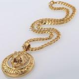 Men's Jewelry Lion Head Knot Gold/Silver Stainless Steel Pendant Necklace Chain