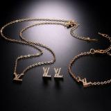 Fashion Luxury Crystal Necklace Earring Bracelet Set Metal  Jewelry Sets For Women