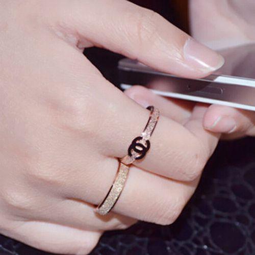 Titanium Steel Letter Rose Gold Ring