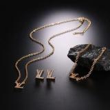 Fashion Luxury Crystal Necklace Earring Bracelet Set Metal  Jewelry Sets For Women