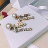 New Brass Swarovski Diamond Pearl Earrings Temperament Celebrity Two Wear Earrings
