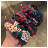 Red And Green Stripes Knotted Headband Wide-brimmed Satin Headwear