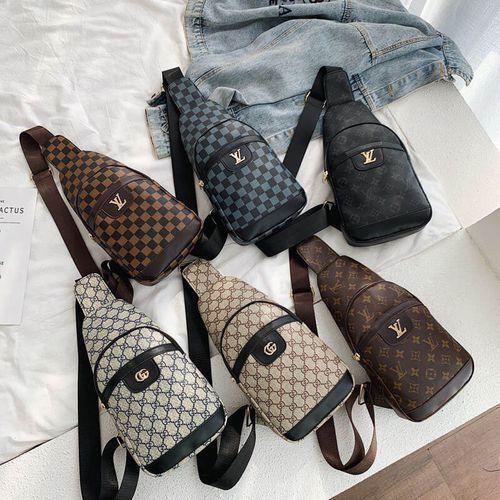 Women Men Monogram Sling Black Cloth Bags Belt Bag Hip Chest Pouch Bags Phone Purse