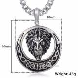 Men's Jewelry Lion Head Knot Gold/Silver Stainless Steel Pendant Necklace Chain