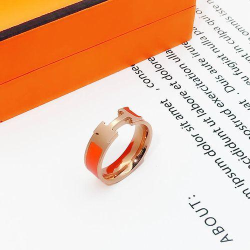Classic Style Vintage Design Letter H Colorful Ring 14k Gold Woman