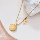 Titanium steel necklace female simple personality letter V pendant girl childlike wild clavicle