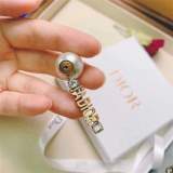 New Brass Swarovski Diamond Pearl Earrings Temperament Celebrity Two Wear Earrings