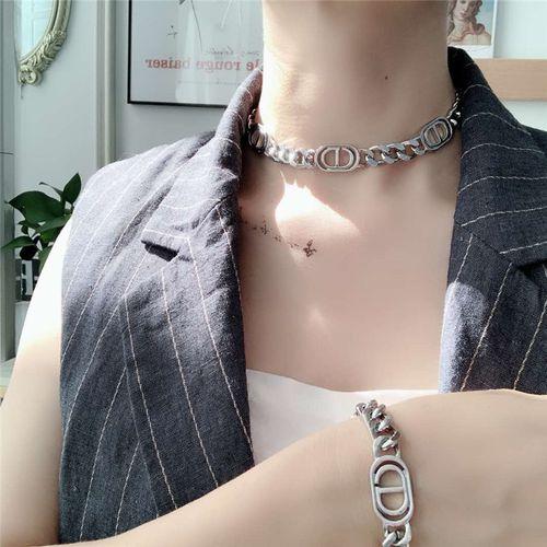 Autumn new metal chain CD letter temperament necklace bracelet women's fashion simple