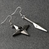 Naruto Drop Earrings Kunai Shuriken Dart Weapon Konoha Black Japan Ninja Cosplay Anime Cool