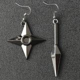 Naruto Drop Earrings Kunai Shuriken Dart Weapon Konoha Black Japan Ninja Cosplay Anime Cool
