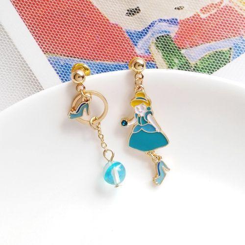 Beautiful fairy princess cute earrings asymmetric earrings ear clips