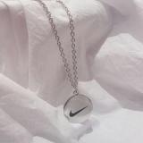 Simple Couple Check Round Pendant Necklace