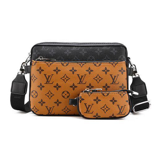 Men Trio Messenger Monogram Eclipse Reverse Gray Shoulder Bag Crossbody Sling Bag