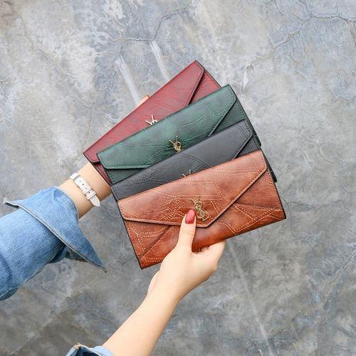 Women's Long Three-fold Multi-function Buckle Multi-card Hand-held Wallet