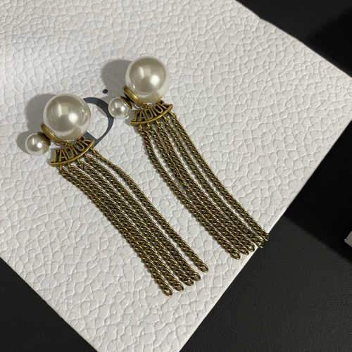 Classic Retro Pearl Tassel Earrings Women's Earrings Women's Dior Earrings Jadior Earrings