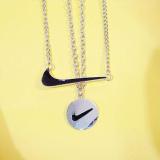 Simple Couple Check Round Pendant Necklace