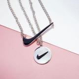 Simple Couple Check Round Pendant Necklace