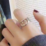 Openwork Ring Female Simple Glossy Wide Face Letter Ring Jewelry