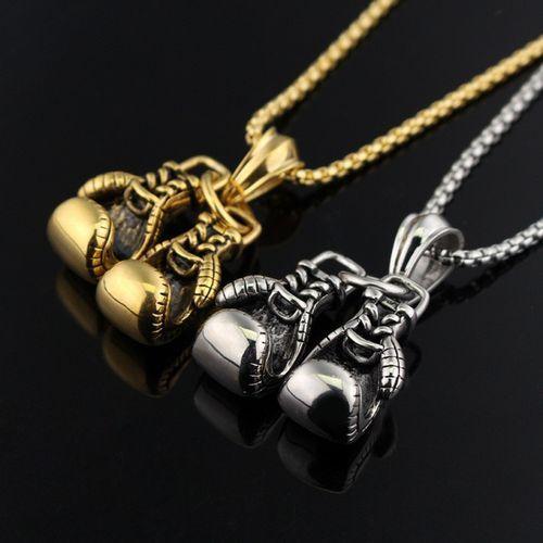 Classic Boxing Gloves Pendant Necklace Gold Black White Sylvester Stallone Rocky V Boxing Gloves