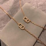 New CD Letter Necklace Simple Full Diamond Chain Fashion Chain Necklace Bracelet Shiny