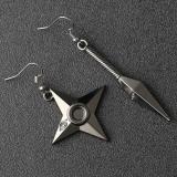 Naruto Drop Earrings Kunai Shuriken Dart Weapon Konoha Black Japan Ninja Cosplay Anime Cool
