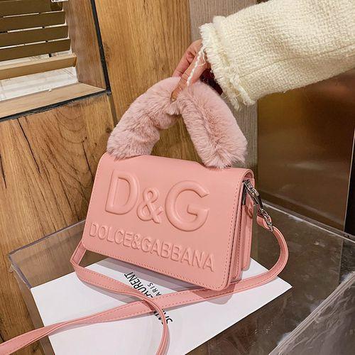 New Women's Bag Fashion Plush Hand-held Small Square Bag Embossed Messenger Bag Single Shoulder