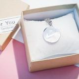 Simple Couple Check Round Pendant Necklace