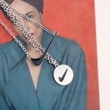 Simple Couple Check Round Pendant Necklace