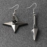 Naruto Drop Earrings Kunai Shuriken Dart Weapon Konoha Black Japan Ninja Cosplay Anime Cool