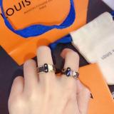 Ring Letter Ring Women's Ring Fashion Brass PU Leather Metal Splicing Material Ring