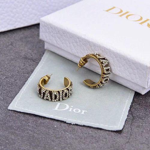 letter Diamond Earrings Retro Bronzed Earrings