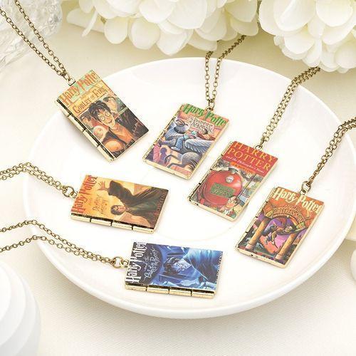Vintage 10 Style Magic Book Series Pendant Necklace Square for Men Women Gift Jewelry